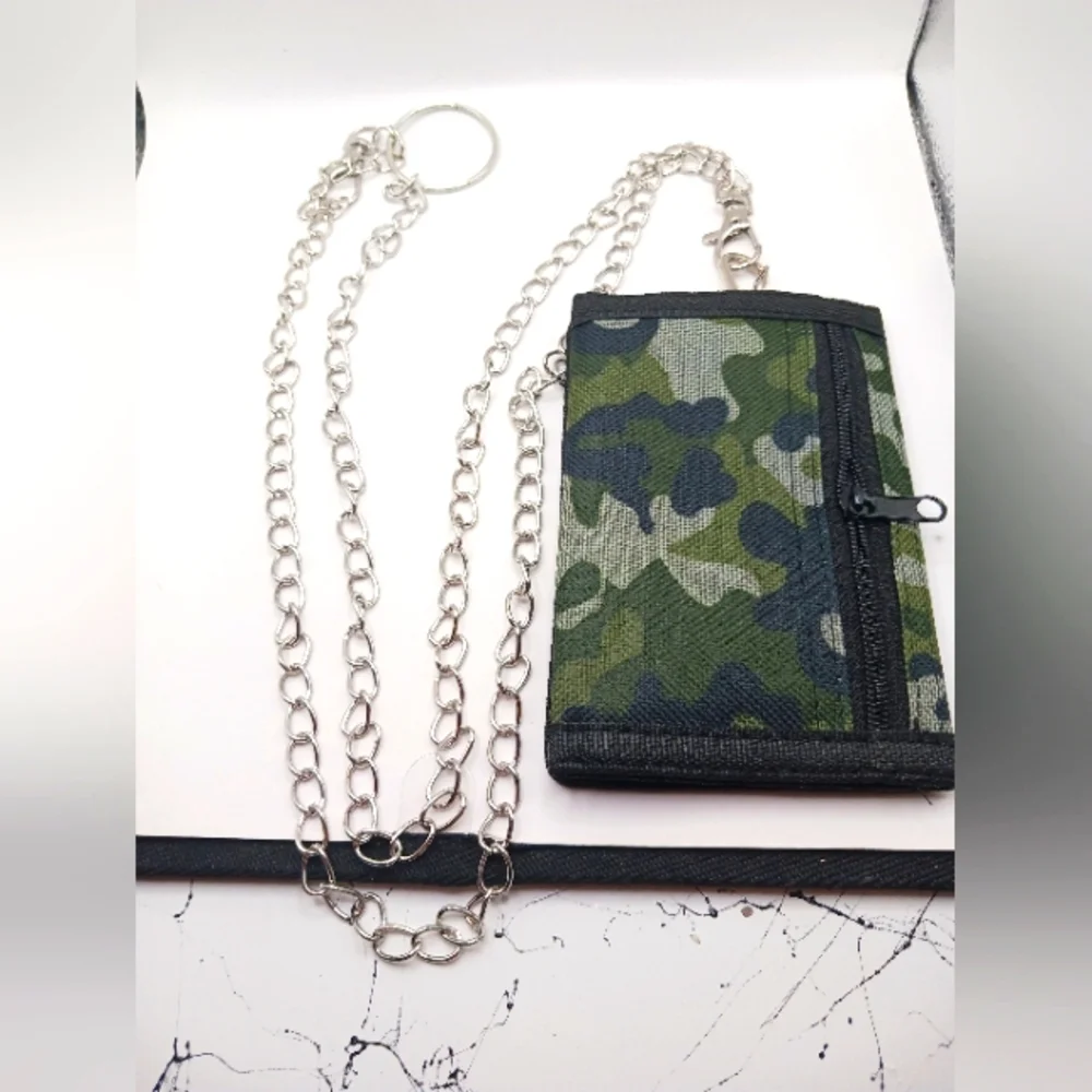 Green Camouflage TRI-Fold Nylon Wallet with 18 